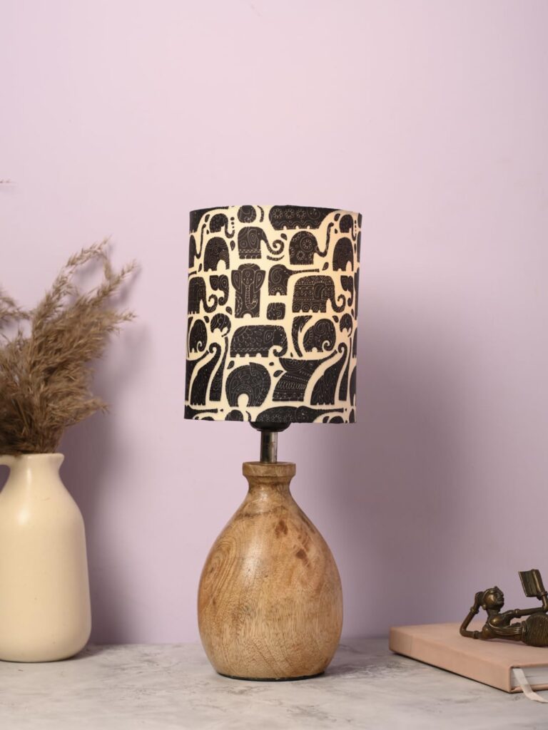 wooden base table lamp
